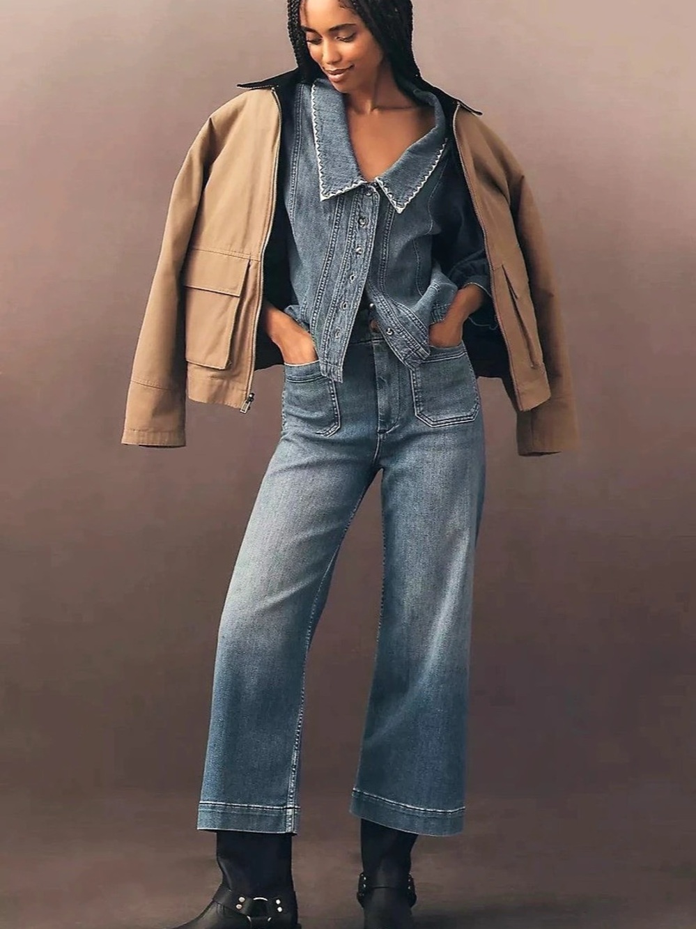 Maeve Colette High-Rise Wide-Leg Cropped Jeans, NEW - Picture 5 of 10